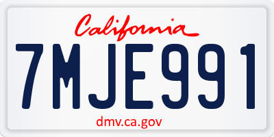 CA license plate 7MJE991