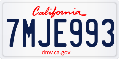 CA license plate 7MJE993