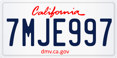 CA license plate 7MJE997