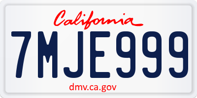 CA license plate 7MJE999