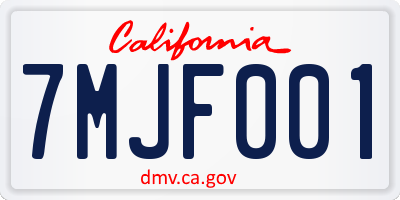 CA license plate 7MJF001