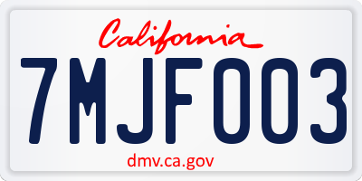 CA license plate 7MJF003
