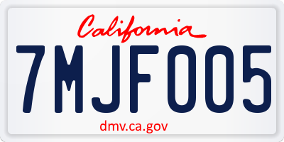 CA license plate 7MJF005
