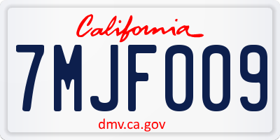 CA license plate 7MJF009