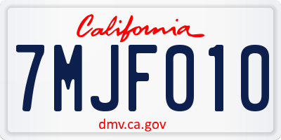CA license plate 7MJF010