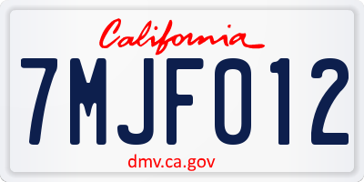 CA license plate 7MJF012
