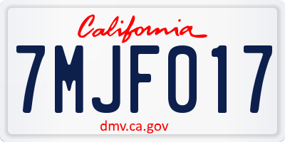 CA license plate 7MJF017