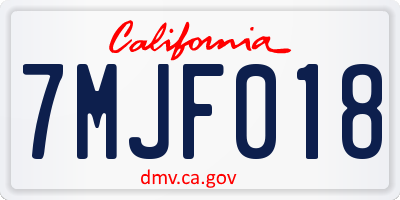 CA license plate 7MJF018