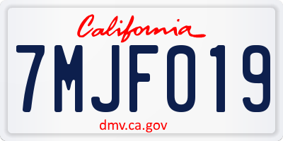 CA license plate 7MJF019