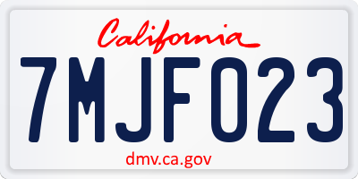 CA license plate 7MJF023