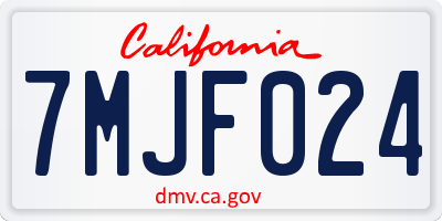 CA license plate 7MJF024