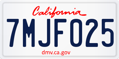CA license plate 7MJF025