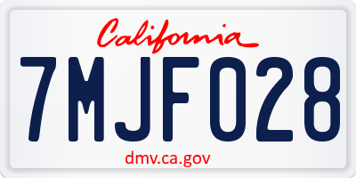 CA license plate 7MJF028