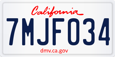 CA license plate 7MJF034