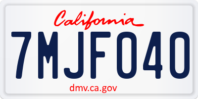 CA license plate 7MJF040