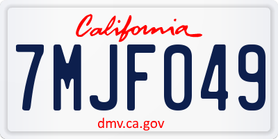 CA license plate 7MJF049