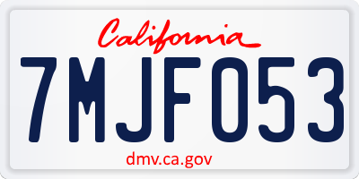 CA license plate 7MJF053