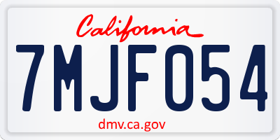 CA license plate 7MJF054