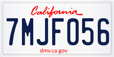 CA license plate 7MJF056