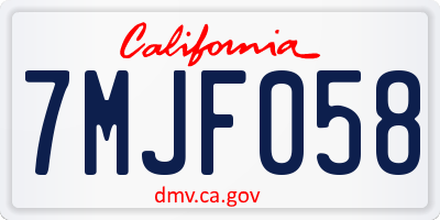 CA license plate 7MJF058