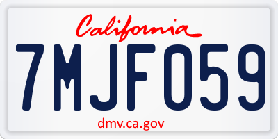 CA license plate 7MJF059
