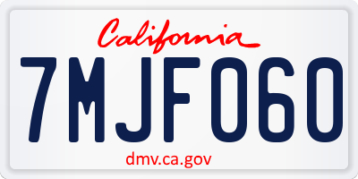 CA license plate 7MJF060