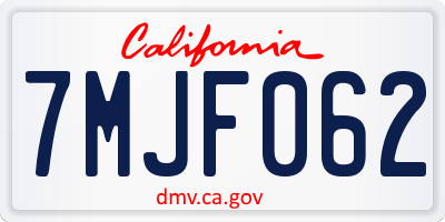 CA license plate 7MJF062