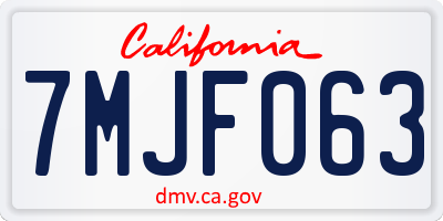 CA license plate 7MJF063