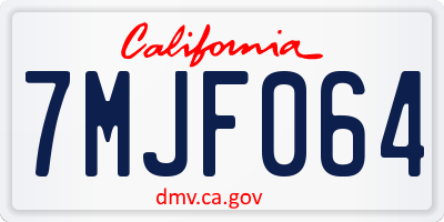 CA license plate 7MJF064