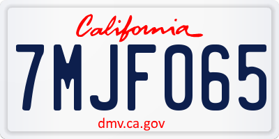 CA license plate 7MJF065