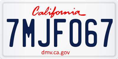 CA license plate 7MJF067