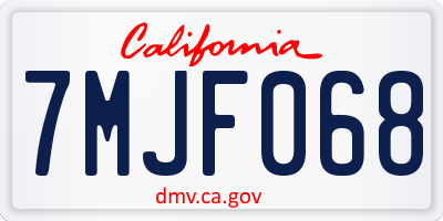 CA license plate 7MJF068