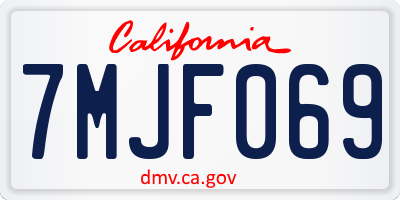 CA license plate 7MJF069