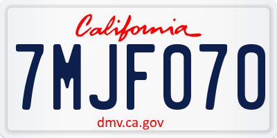 CA license plate 7MJF070