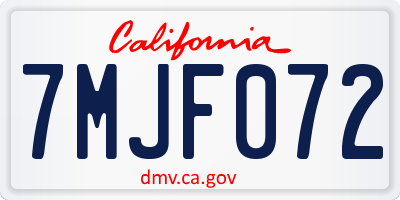 CA license plate 7MJF072