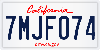 CA license plate 7MJF074