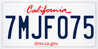 CA license plate 7MJF075