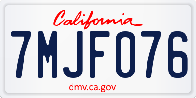 CA license plate 7MJF076