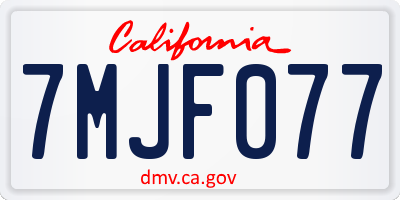 CA license plate 7MJF077