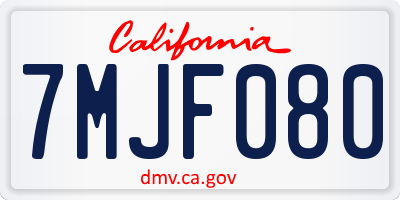 CA license plate 7MJF080