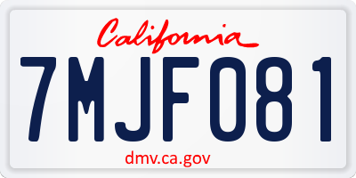 CA license plate 7MJF081