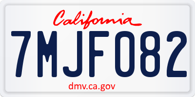 CA license plate 7MJF082