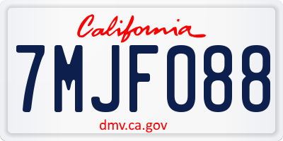 CA license plate 7MJF088