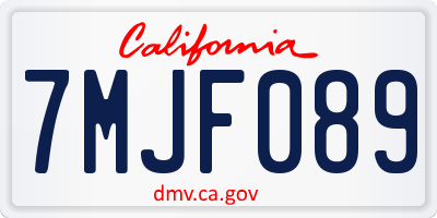 CA license plate 7MJF089