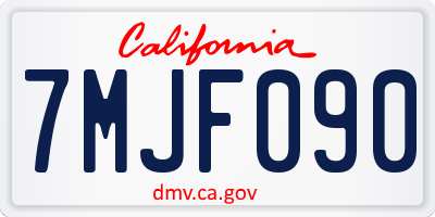 CA license plate 7MJF090