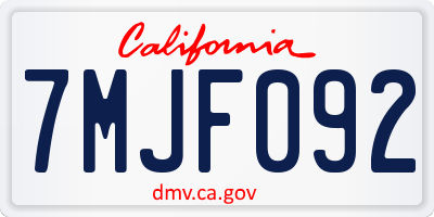 CA license plate 7MJF092