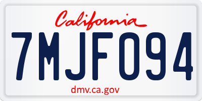 CA license plate 7MJF094