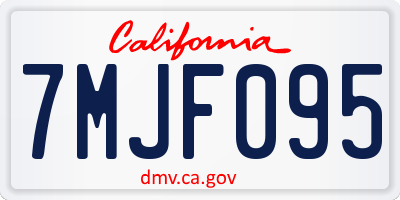 CA license plate 7MJF095