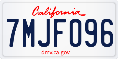 CA license plate 7MJF096