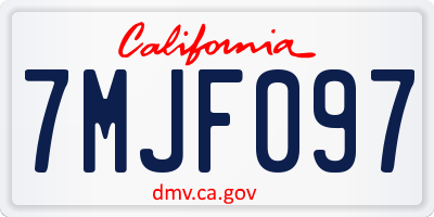 CA license plate 7MJF097